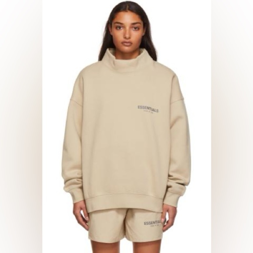 Essentials Beige Mock Neck Sweatshirt
SKU: 212161F09802203